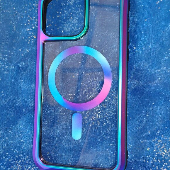 NEW Apple iPhone 13 or 14 Clear Phone Case Purple Blue K22-14-6.1 - Picture 2 of 5